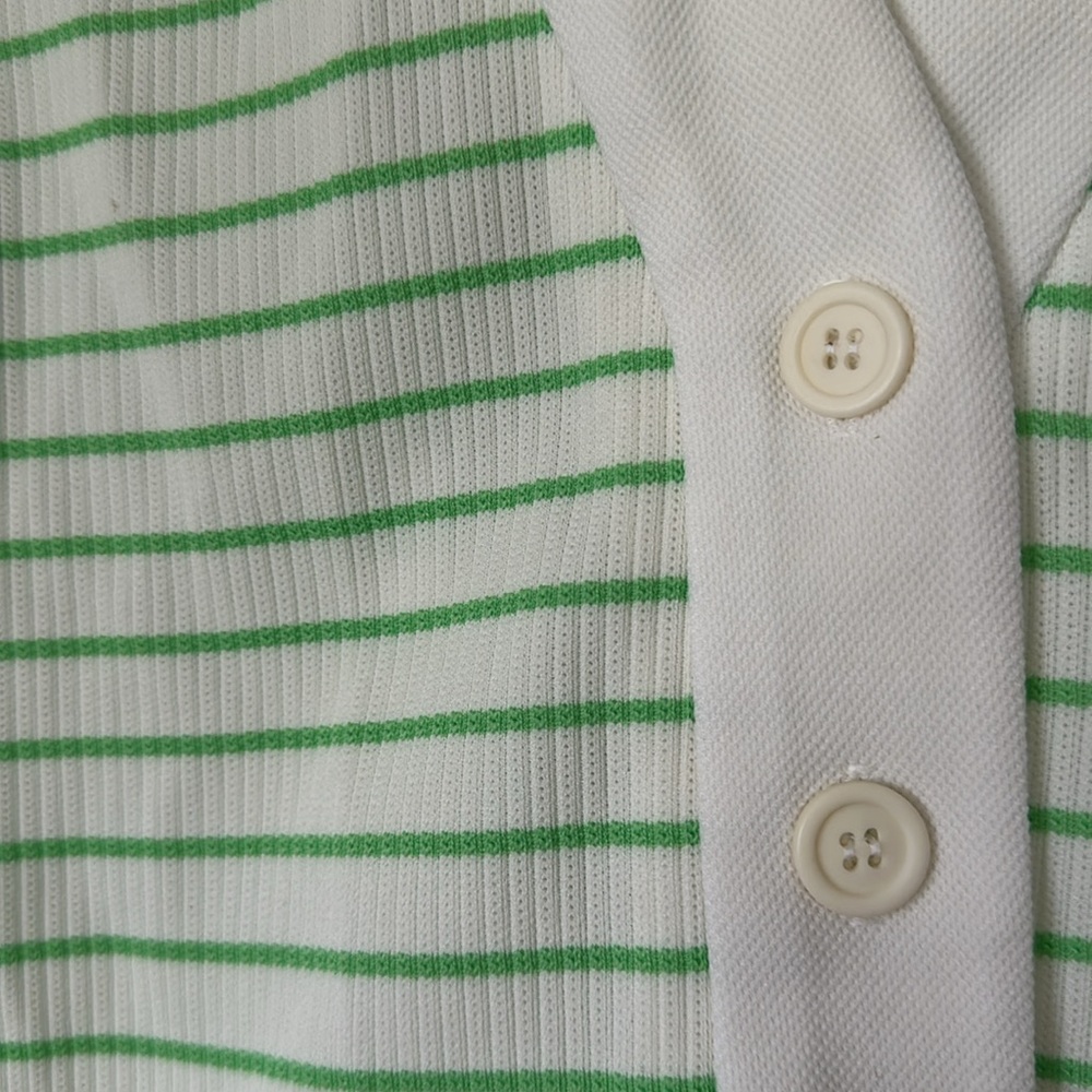 Vintage 60’s Polyester Green Striped Mini Dress Mod Masters Xs View 3